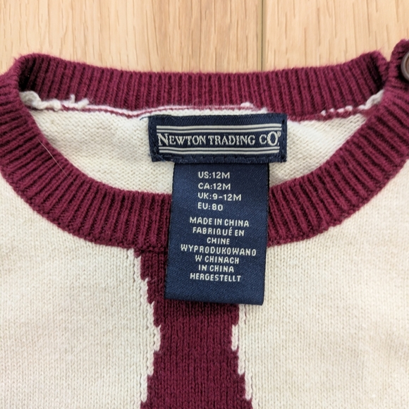 Baby Sweater with Tie Design in Navy and Cream - Picture 3 of 3